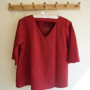 Red V-neck Top with a Nice Neck cut